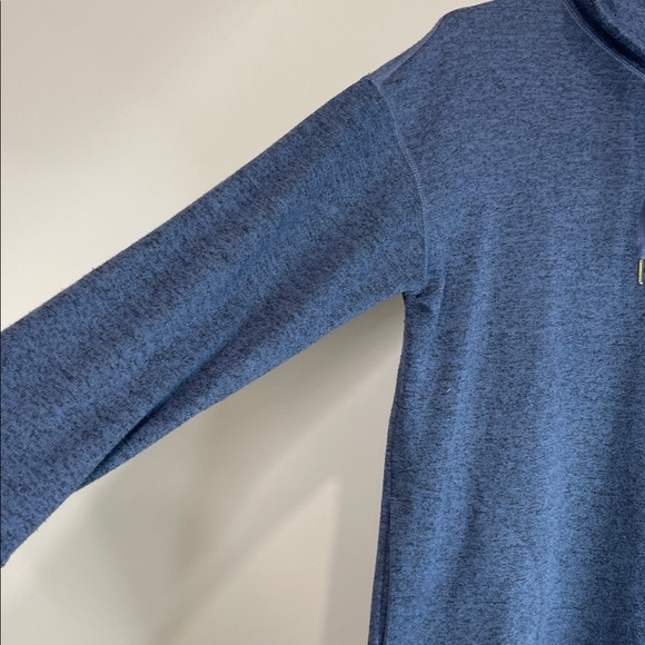 Old Navy Active Funnel Neck Knit Top Navy Blue Pockets Hi Low Hem Pullover M - Picture 5 of 10